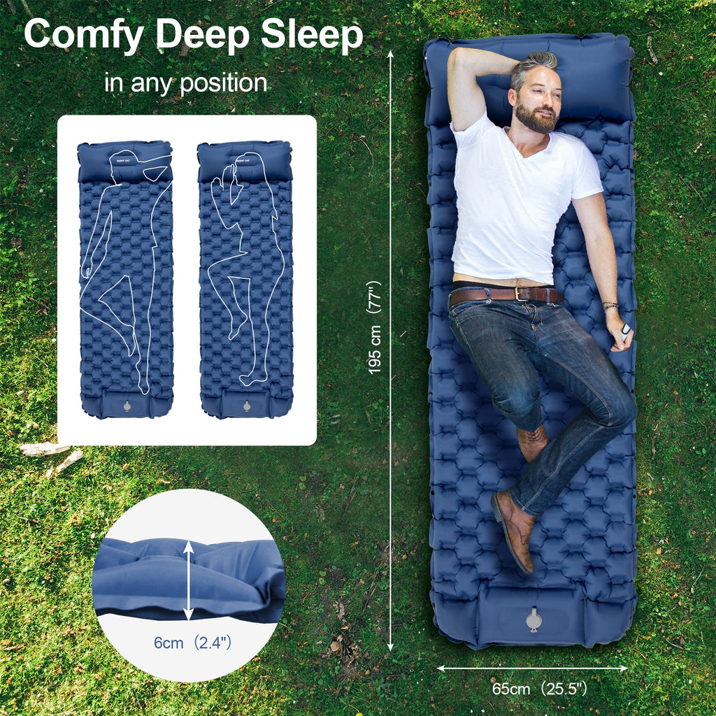 Waterproof Insulated Ultralight Air Mattress Mat with Pillow