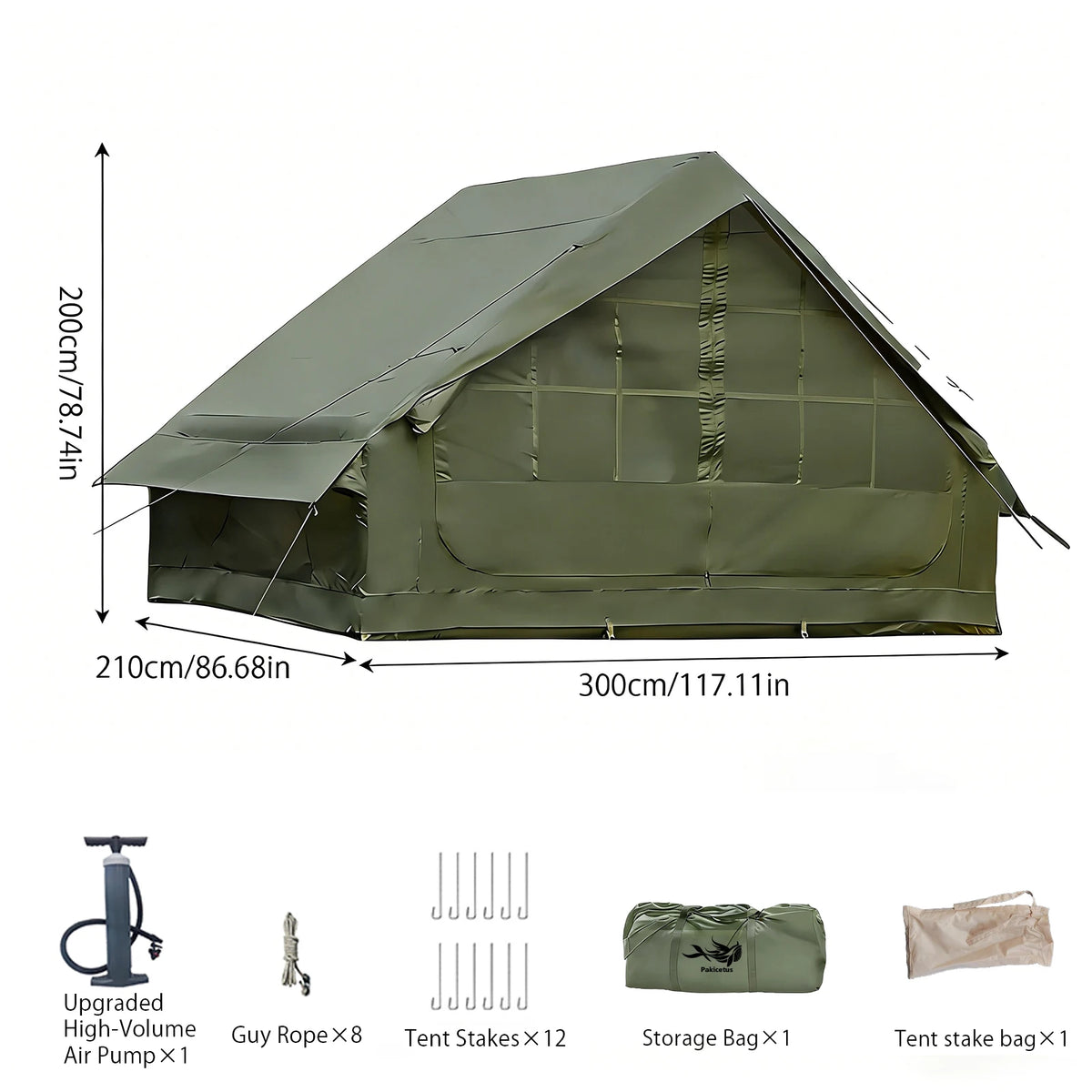 PAKICETUS Inflatable camping tent 4-8 people with windows portable water-resistant camping tent  Four season tents from China