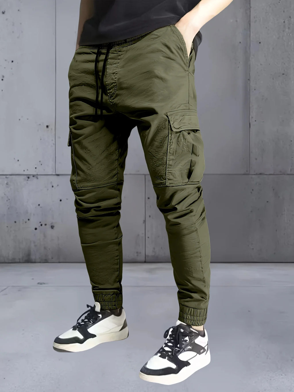 3 pieces of long pants for men, regular fashion pants and sports pants, pocket elastic waistband and ankle pants, work pants
