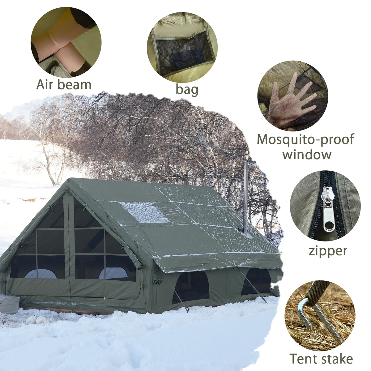 PAKICETUS Inflatable camping tent 4-8 people with windows portable water-resistant camping tent  Four season tents from China