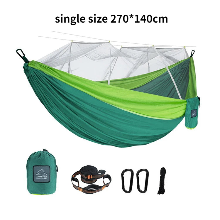 Single or Double Camping Hammock with Mosquito Net