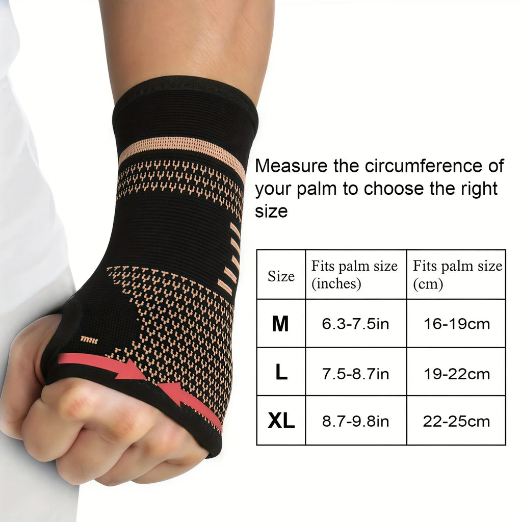 2-Pack Copper Wrist Brace Gloves, Adjustable Compression Straps, Breathable Mesh Wrist Support for Men & Women