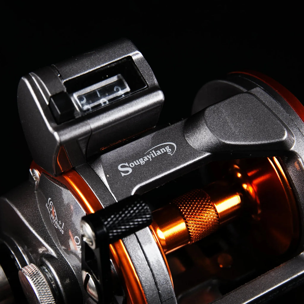 Sougayilang Line Counter Trolling Reel Conventional Level Wind Fishing Reel for Sea Bass Grouper 4.1:1/6+1BB Max Drag 30Kg from China