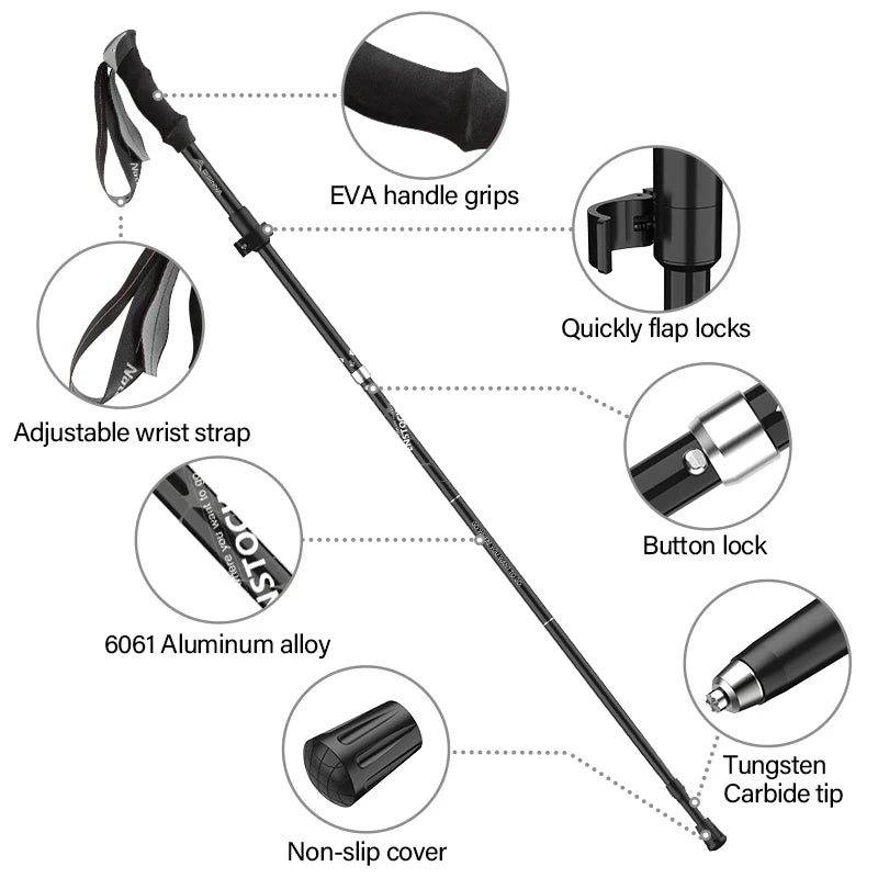 2Pcs Ultralight Folding Aluminum Trekking Poles