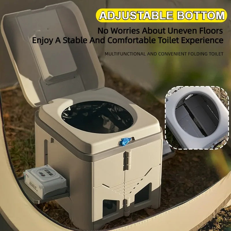 Portable Odor-Resistant Folding Camping Toilet  (Adult-Sized)