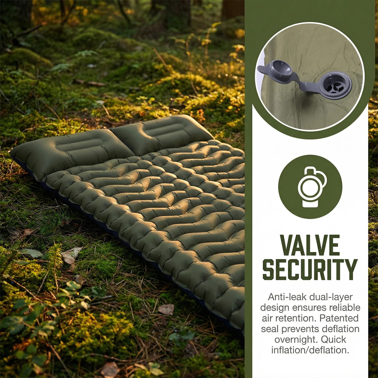Portable  Inflatable Thickened Cushion Pads Camping Sleeping Mat with Pillow and Built-In Foot Pump