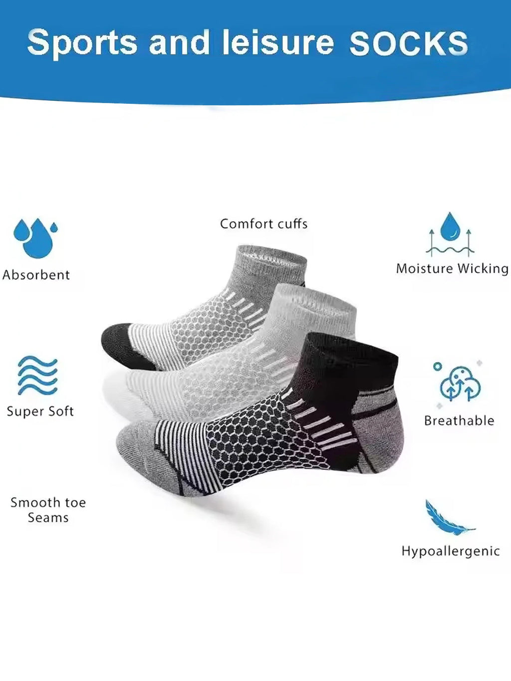 12Pairs High Qualit Athletic Socks Men's Ankle Socks Running Cyclling Waist Honeycomb Design And Firm Sports Leisure Socks Gifts from China