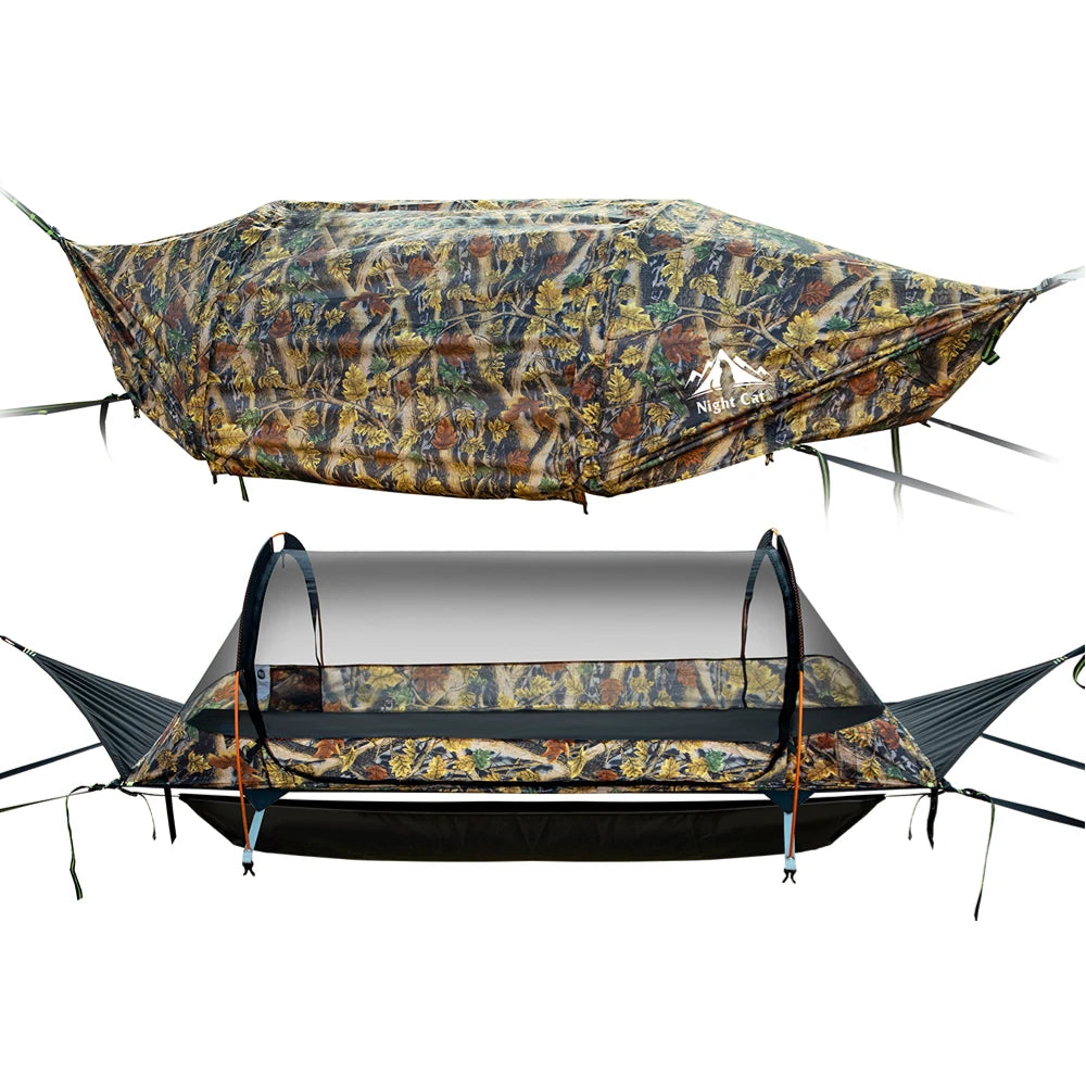 Flat Lay Hammock Tent with Mosquito Net and Waterproof Rainfly