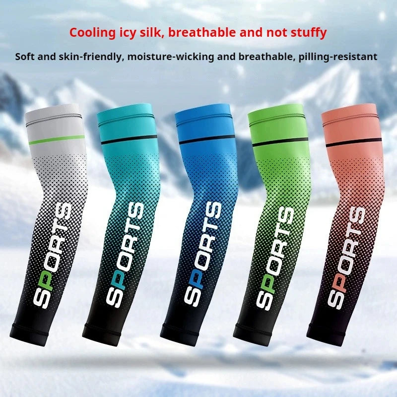 1/2pairs Summer Fashio Sunscreen Ice Silk Sleeve UV Sun Protection Cooling Anti-Slip Arm Sleeves Men Women Outdoor Sport Cycling from China