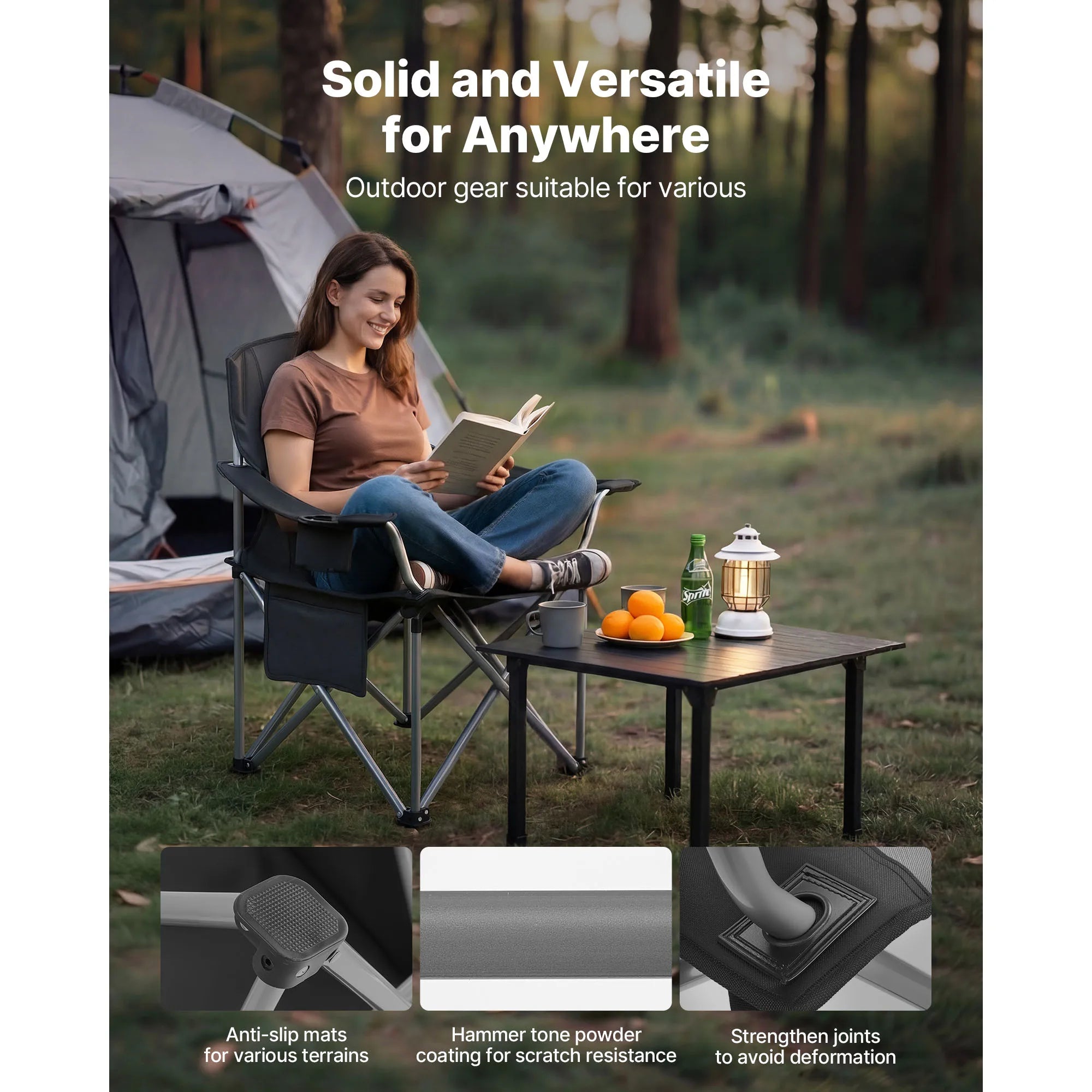2Pack Heavy Duty Oversized Camping Folding Chairs