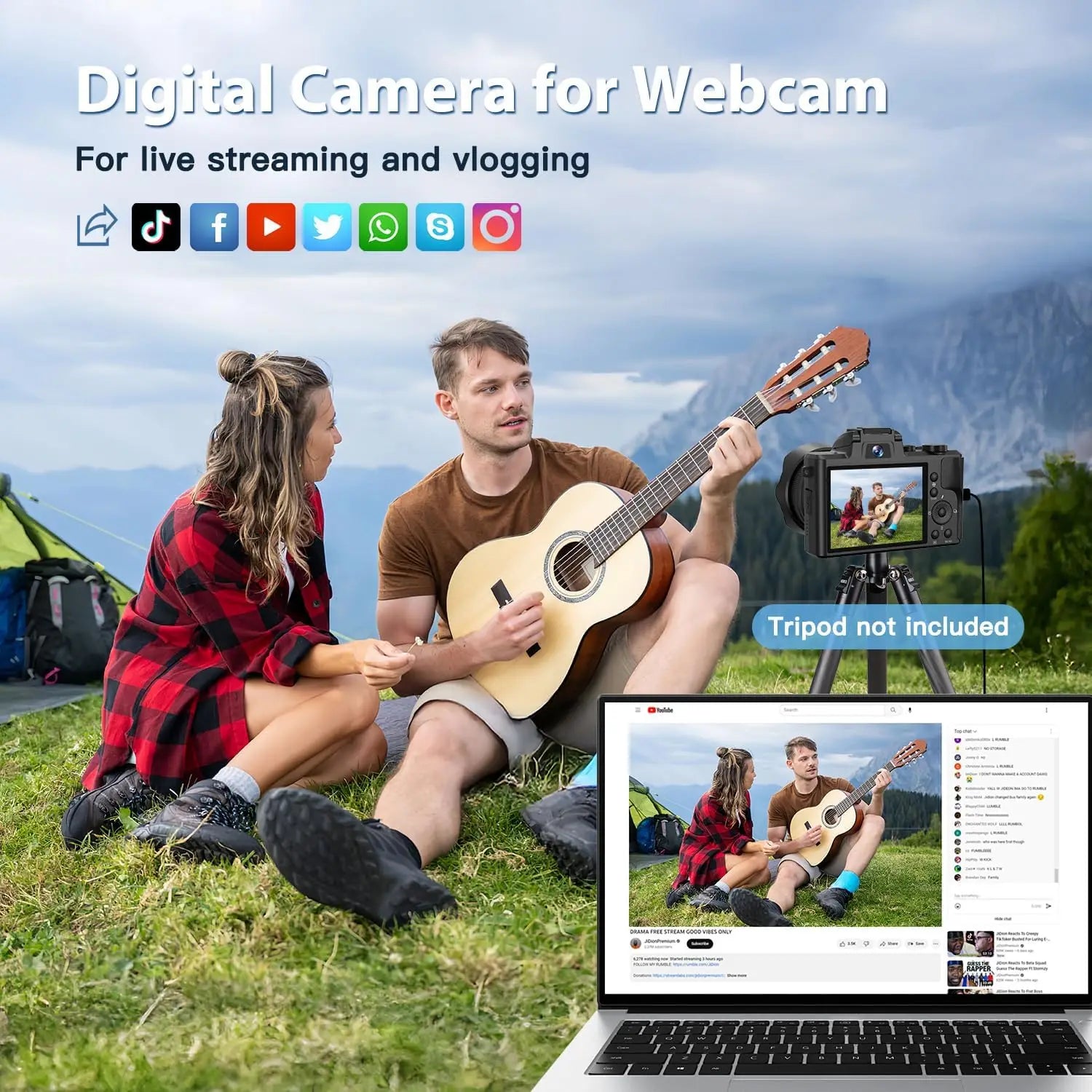 8K Digital Camera with Autofocus, WiFi, Dual-Lens, 16X Digital Zoom and Touch Screen