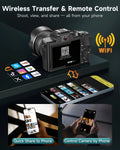 8K Digital Camera with WiFi, Vlogging, Autofocus, Touch Screen, Flash, Selfie Lens and 32GB