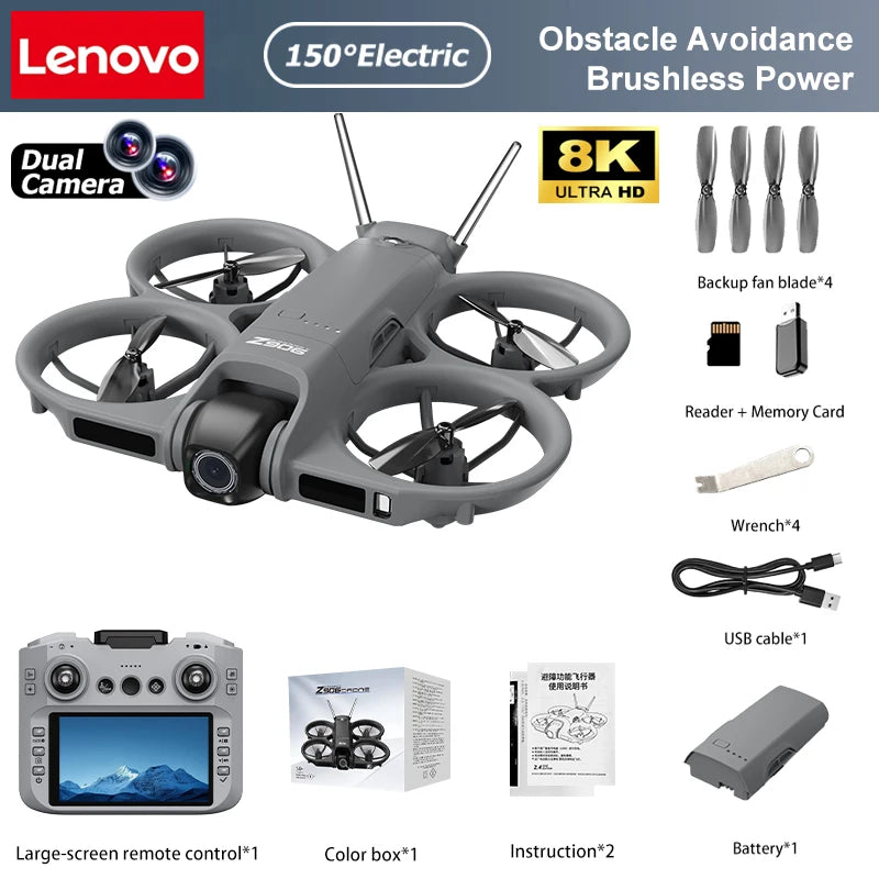 Lenovo Z906 Drone 8K Aerial HD Intelligent Avoiding Obstacle with Larger Screen Remote Control Folding Brushless Power GPS Drone from China