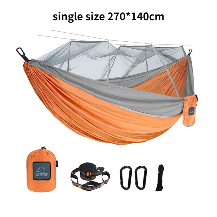 Single or Double Camping Hammock with Mosquito Net