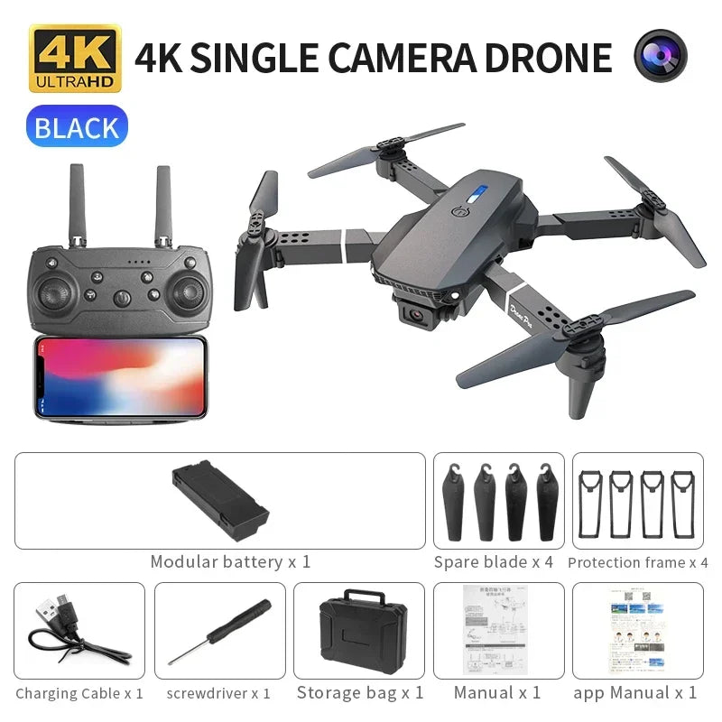 Professional mini remote control drone E88 4K HD aerial camera WiFi FPV foldable quadcopter RC helicopter Children's toy Gift from China