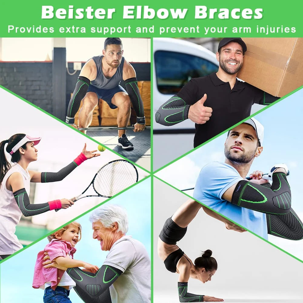Sports Arm Compression Sleeves Anti-Slip Elbow Support Youth Adult Cycling Basketball Football Volleyball Baseball Tennis Golf from China