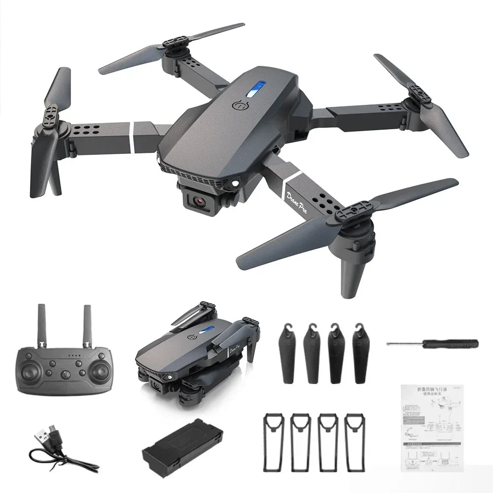Professional mini remote control drone E88 4K HD aerial camera WiFi FPV foldable quadcopter RC helicopter Children's toy Gift from China