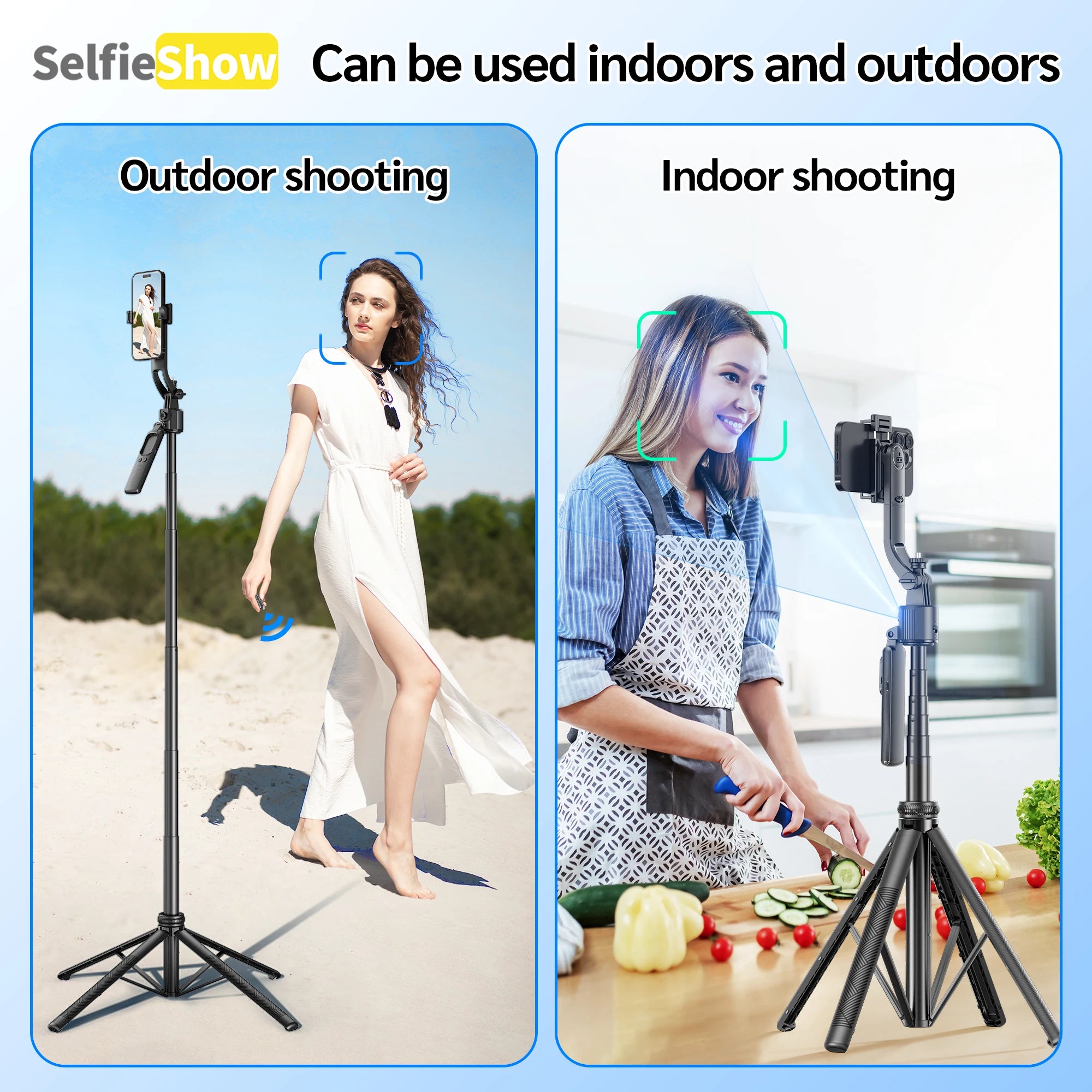 Tripod with 360°Auto-Rotation, AI Tracking, Remote Control, Bluetooth, Stabilizer Optional Fill Light