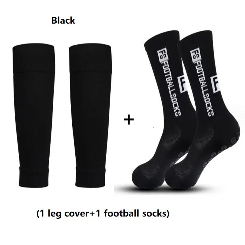 1 Set of High Quality FS Men's Leg Cover and Anti Slip Soccer Sports Socks