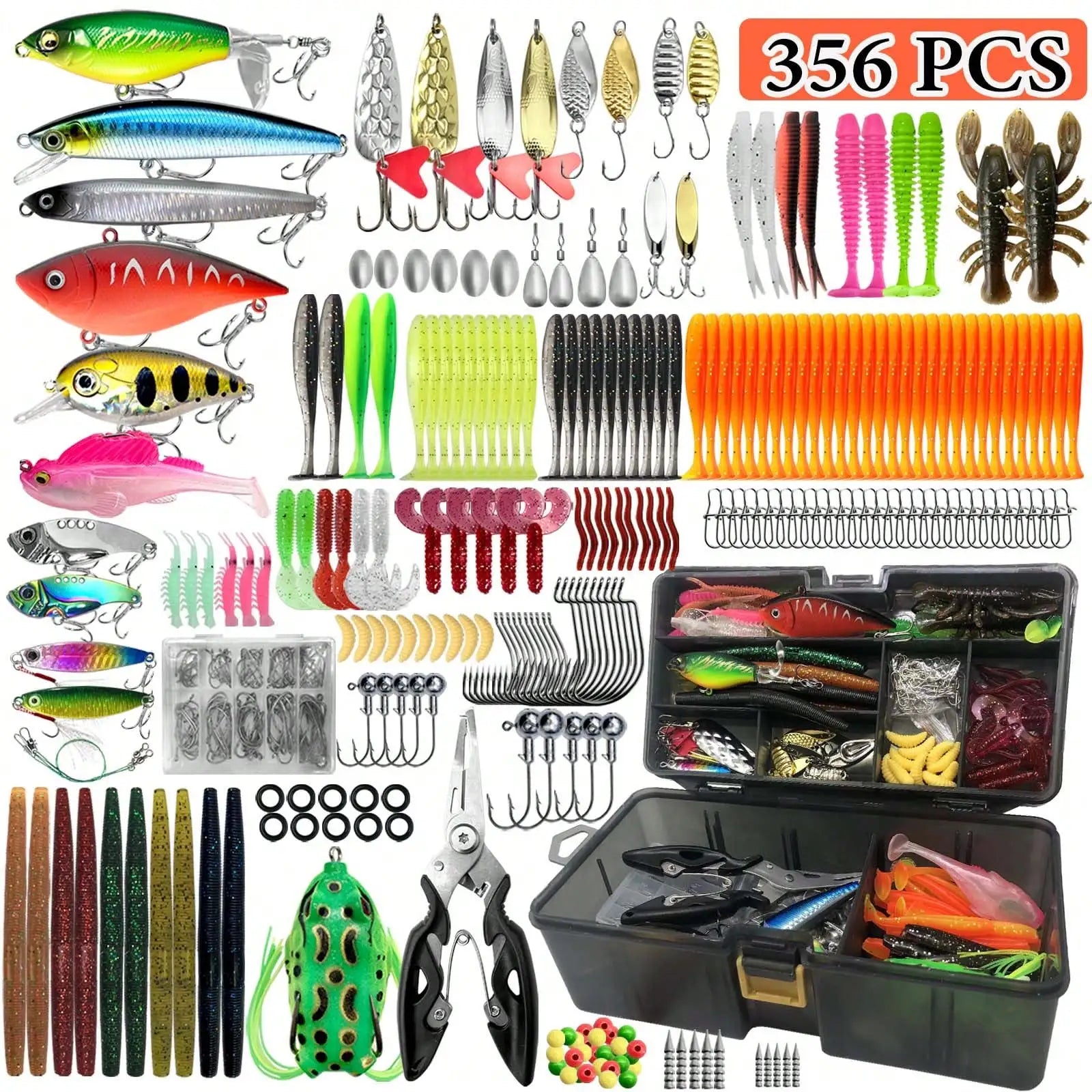 Multi-Size Mixed Fishing Lure Set Multi-Layer Storage Tackle Box Professional Bait Kit For Trout Perch Bass Outdoor Angling Gear