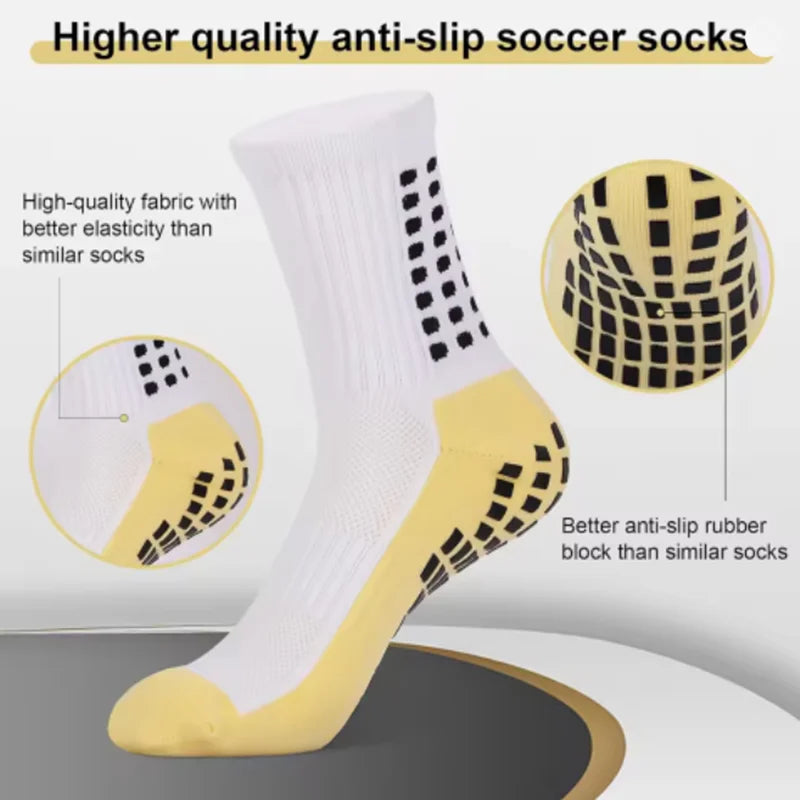 6 Pairs Shockproof Towel Bottom Grip Socks Athletic Soccer Socks