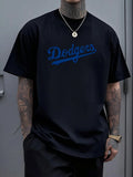 Men's Bold Dodgers Script Emblem In White or Deep Blue T-Shirt
