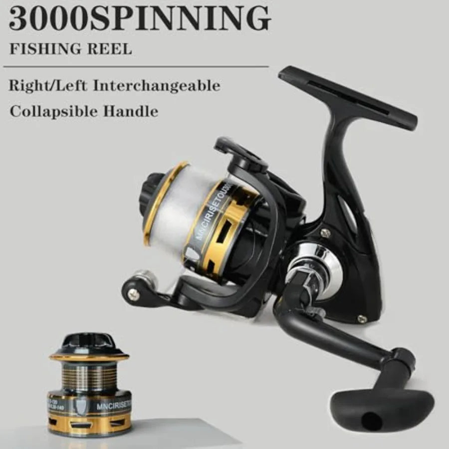 Carbon Fiber Fishing Pole Combo Set Spinning Reel 145pcs Accessories Kit