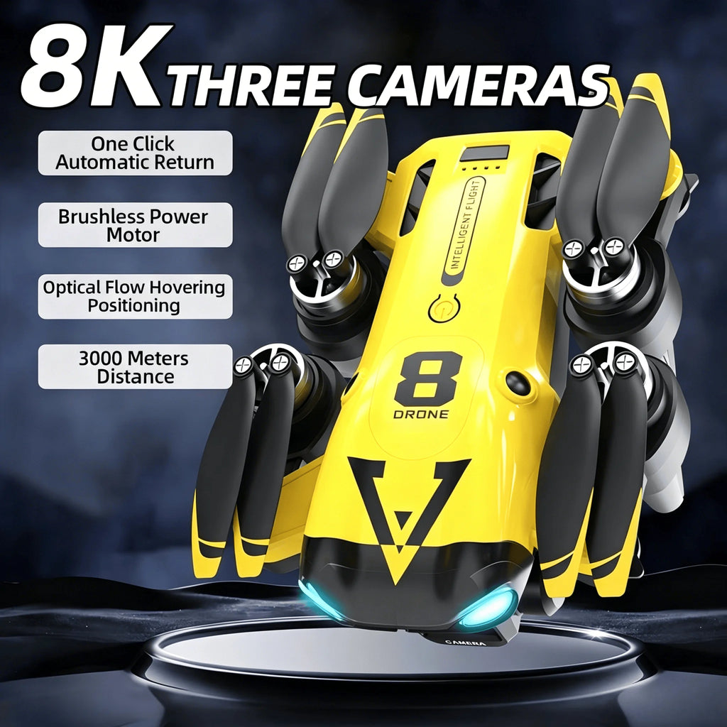 New Quadcopter with Triple Cameras, Optical Flow Positioning, One-Key Return, Brushless Motor, a Top Choice for Holiday Gifts, Drone Adventures, Portable Drone, Modern Drone, Durable Build, Tech Gift Seekers, Hobbyist Pilots
