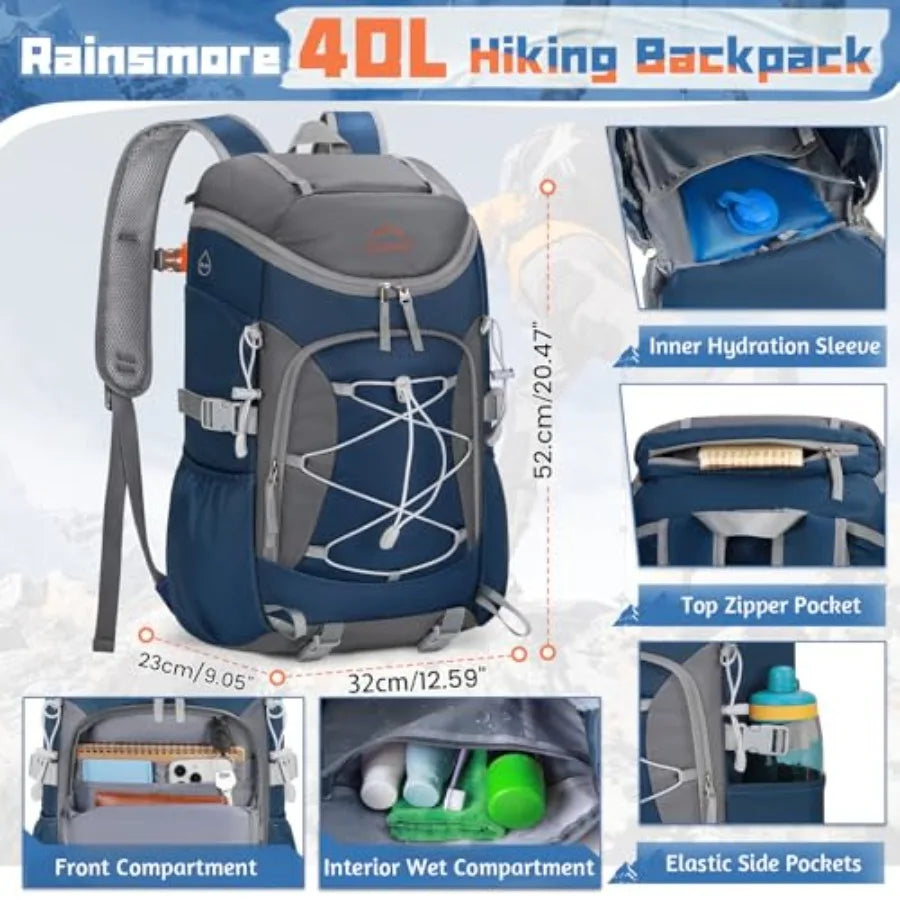 Foldable Hiking Backpack for Women Men Packable Camping Backpack 40L Waterproof Hiking Daypack Bag Lightweight Collapsible Dayp