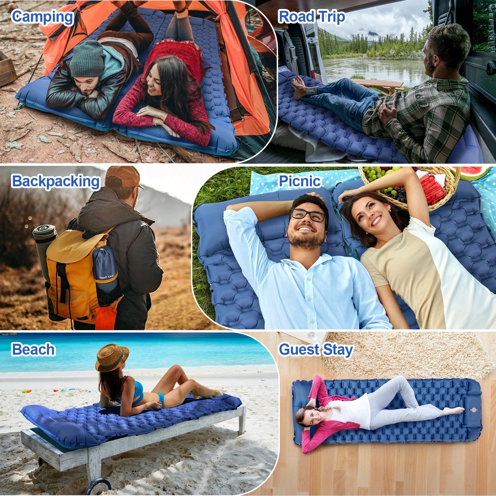 Waterproof Insulated Ultralight Air Mattress Mat with Pillow