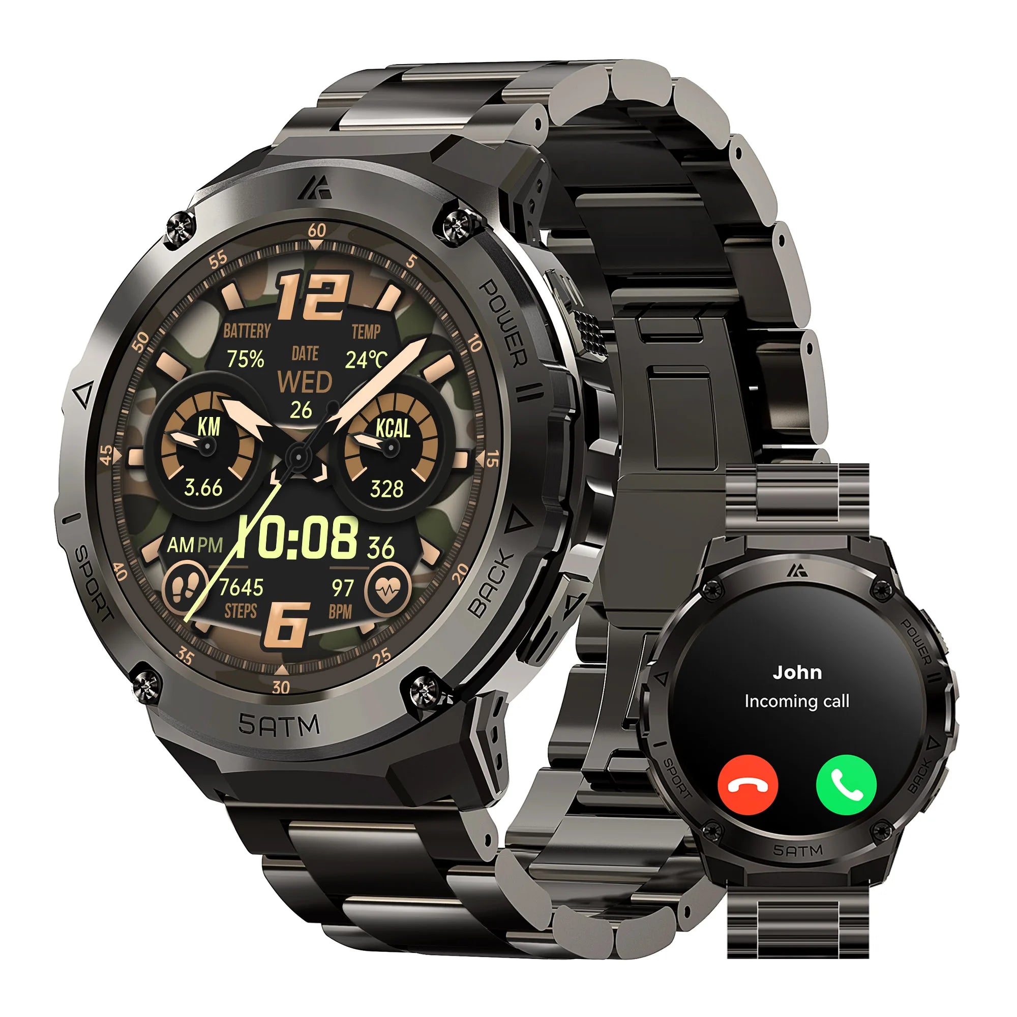 Electronic GPS Waterproof Smart Watch For Men with Compass and Bluetooth