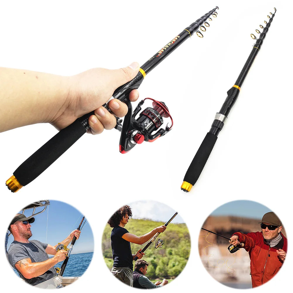 Carbon Fiber Fishing Rod Telescopic Travel Fishing Pole
