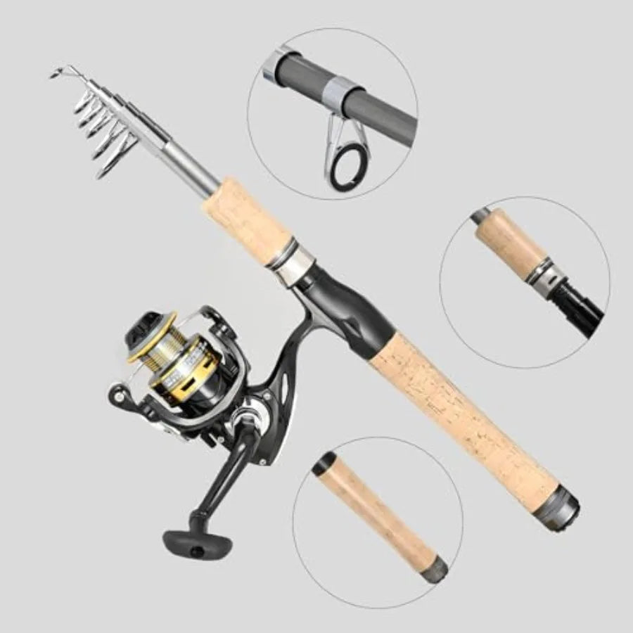 Carbon Fiber Fishing Pole Combo Set Spinning Reel 145pcs Accessories Kit