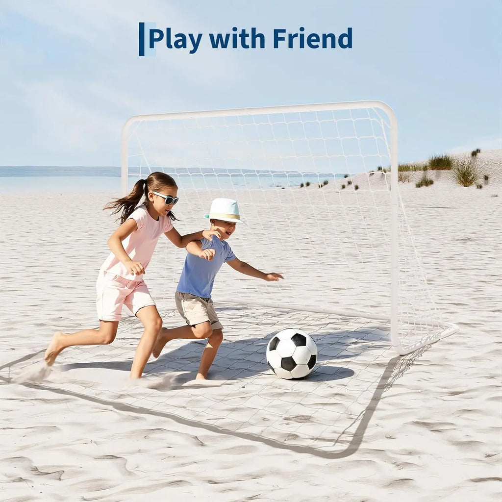 6X4 FT Portable Soccer Goal for Backyard – Heavy Duty Steel Frame Soccer Net with Ground Stakes