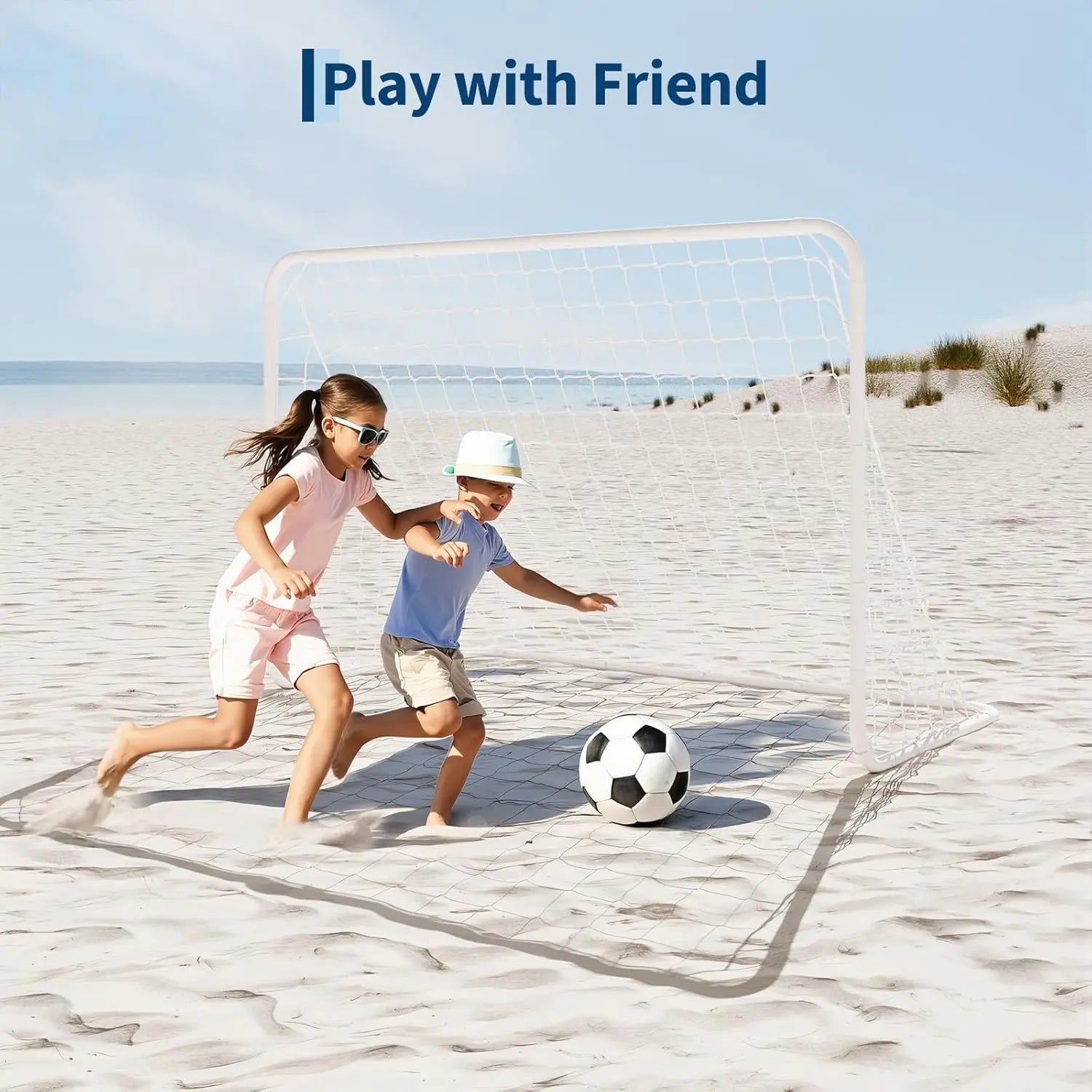 6X4 FT Portable Soccer Goal for Backyard – Heavy Duty Steel Frame Soccer Net with Ground Stakes