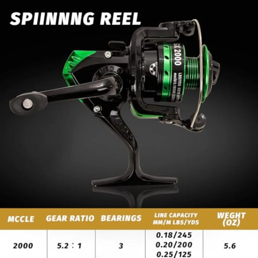 Fishing Rod and Reel Combos with Fiberglass Telescopic Fishing Pole - Spinning Reel Fishing Carrier Bag, Freshwater and Saltwat