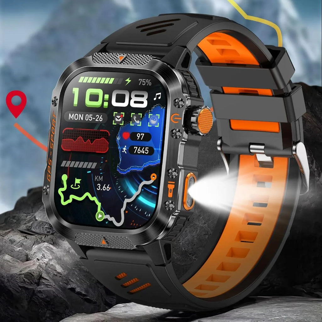 Military Tactical Smart Watch with Built-in GPS for iPhone/Android