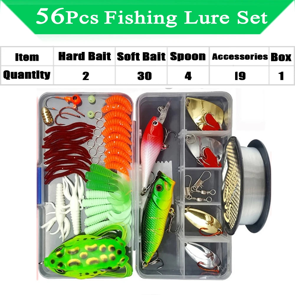 Fishing Lure Kit with Soft and Hard Bait
