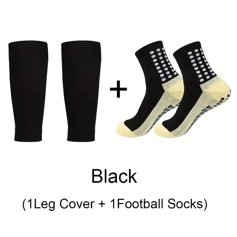 1 Set Men's Grip Soccer Socks and Leg Covers