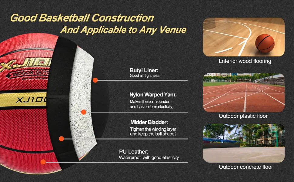 Basketball XJ1000 Size 6, 7 Indoor/Outdoor Training Wear-Resistant Basketball