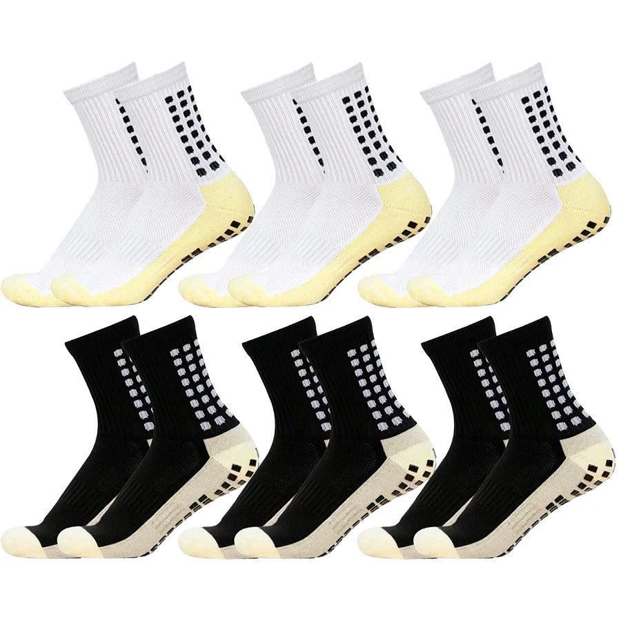 6 Pairs Shockproof Towel Bottom Grip Socks Athletic Soccer Socks