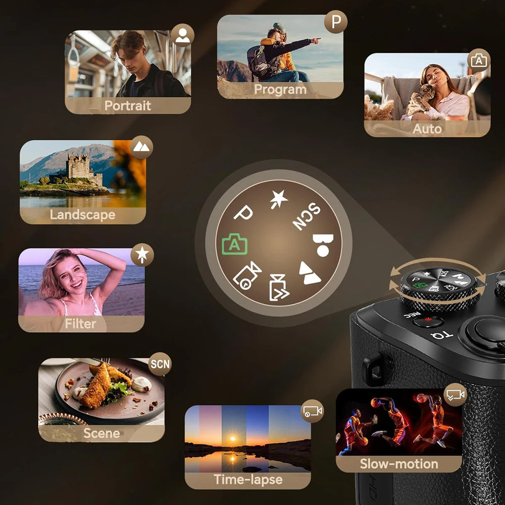 8K Digital Camera with Autofocus, WiFi, Dual-Lens, 16X Digital Zoom and Touch Screen