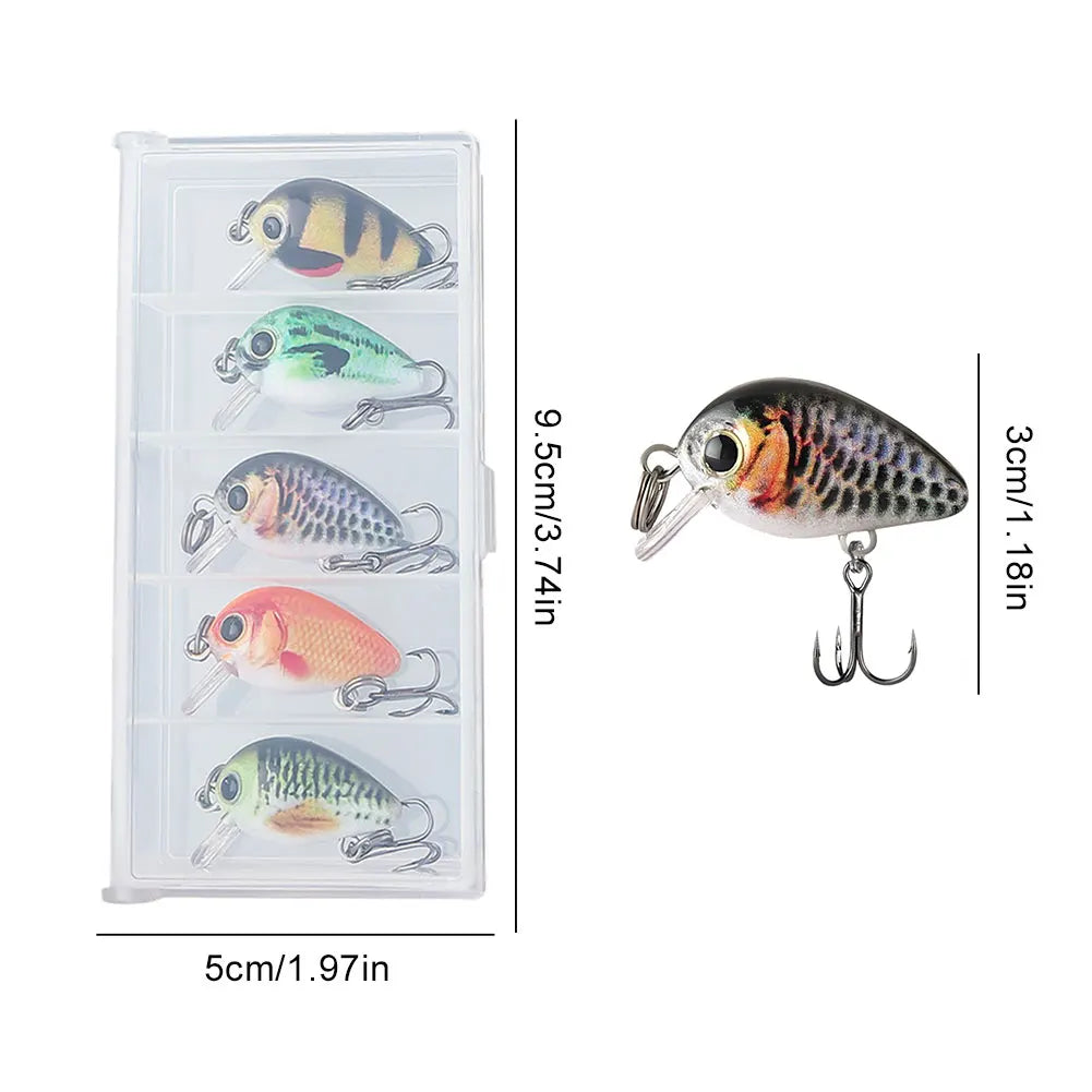5pcs Mini Crankbait Fishing Lure 3cm 2g Floating Wobbler Artificial Hard Bait Fishing Bait for Trout Perch Bass