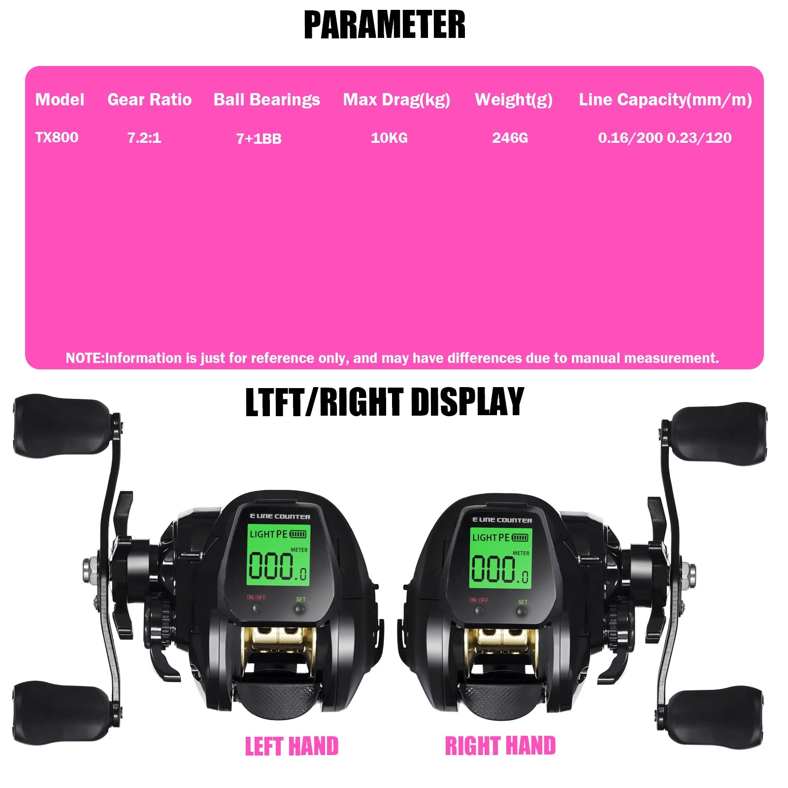 New Big Led Screen Electronic Baitcasting Fishing Reel High Speed 7.2:1 10kg Saltwater Waterproof Cast Drum Wheel Casting from China