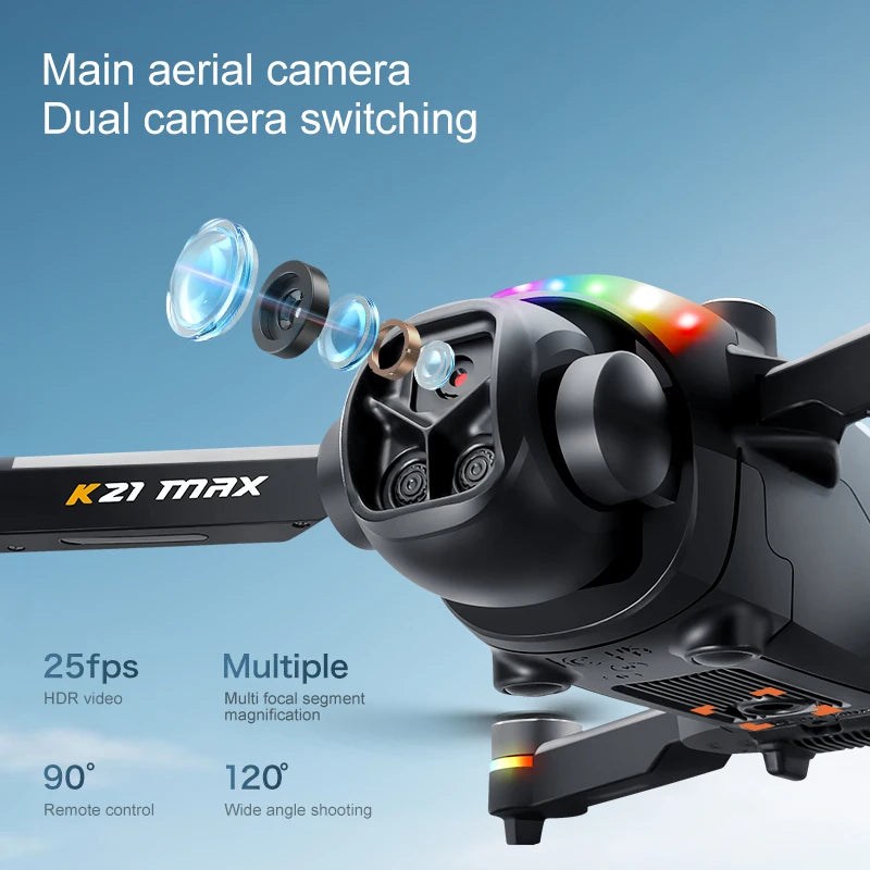 Folding Portable RC Drone Brushless Motor Screen Remote Control WiFi Low Latency Transmission Dual Camera 90° Wide Angle LED Rolling Light Outdoor Aerial Drone