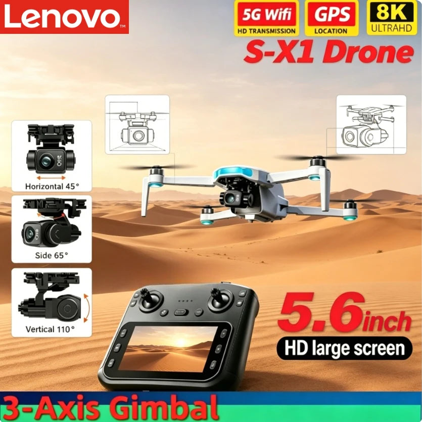 Lenovo S-X1 Professional GPS Drone 8K HD 3 Axis Gimbal Camera 5G WIFI FPV Brushless Obstacle Avoidance RC Quadcopter Drone from China