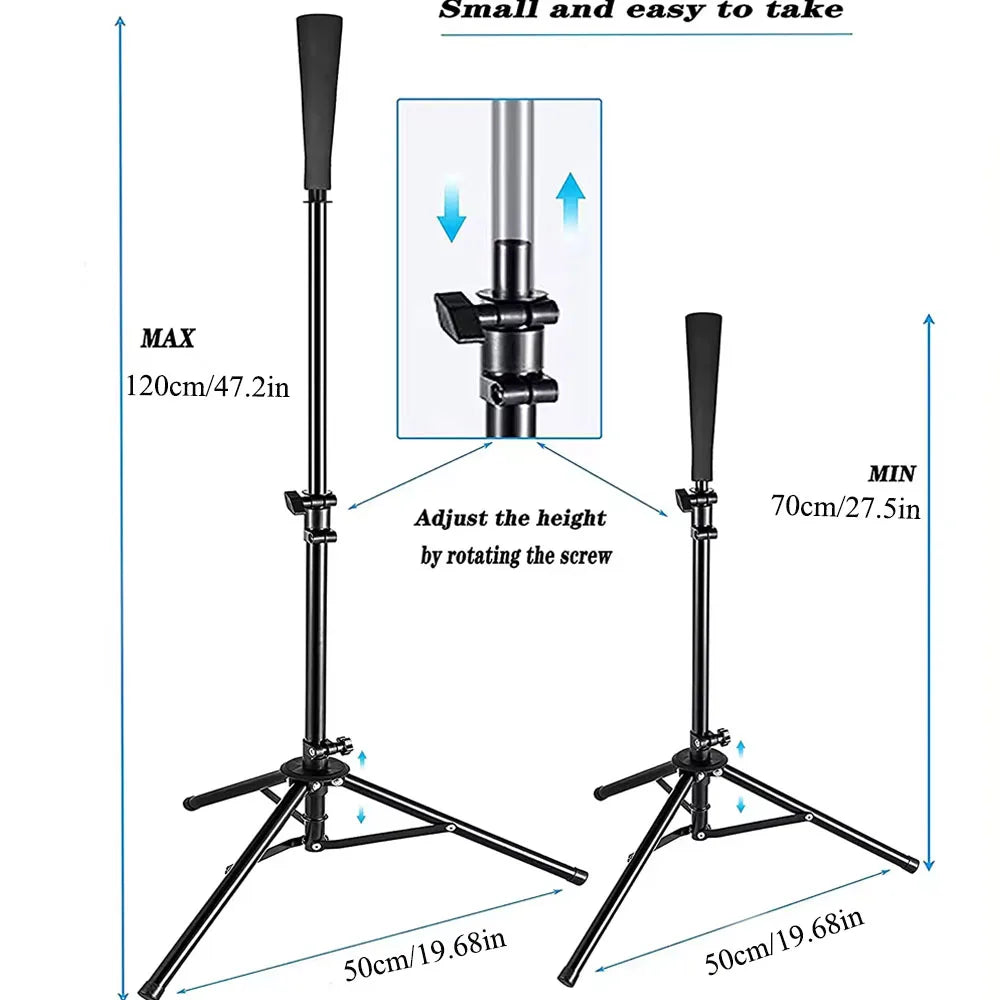 Baseball Batting Tee Tripod Adjustable Tripod Stand Tee for Hitting Training Practice Portable