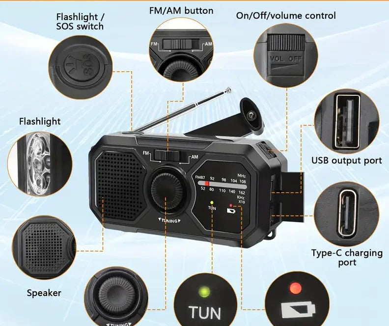 Portable Solar Radio, Emergency Kits First Aid Radio With Crank, Dynamo AM/FM Radio, Blackout Power Station, USB Phone Charger from China