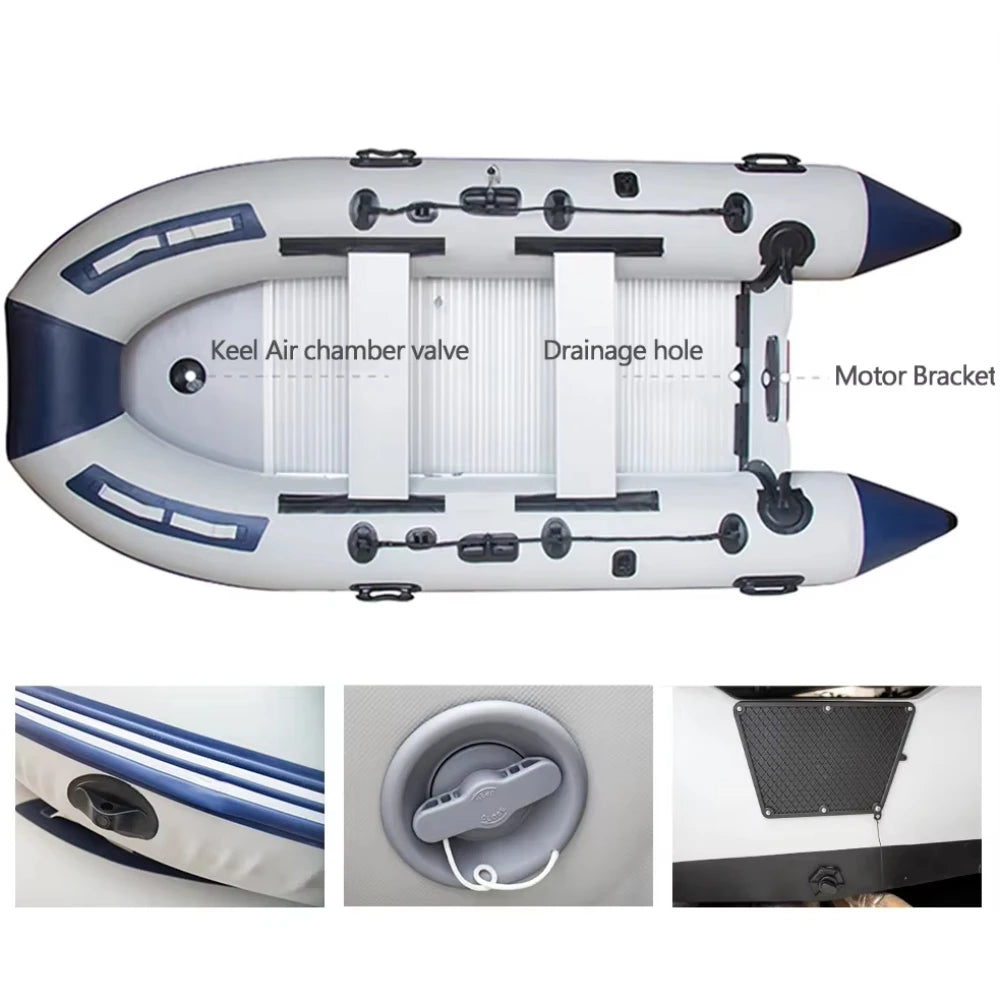 5–6 Person Inflatable Assault Boat 3.8m PVC Fishing Raft with Aluminum Floor with/without Motor