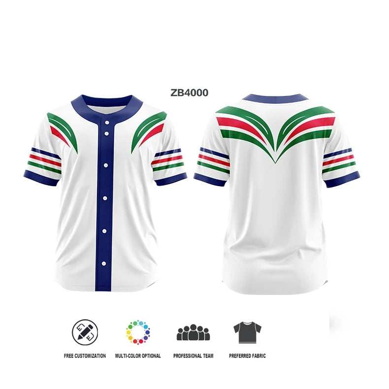 Custom Button Men Baseball Jersey Color Print Personal Team Name, Sponsor, Number